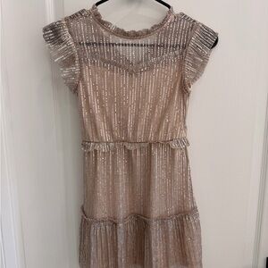 Zunie Kids Dress in Shimmering Tan